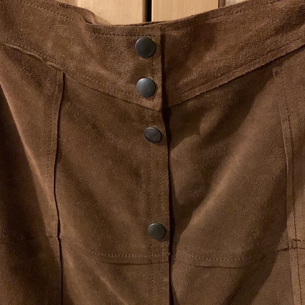 Gap Leather Patchwork Button Up A Line Skirt- Vin… - image 2